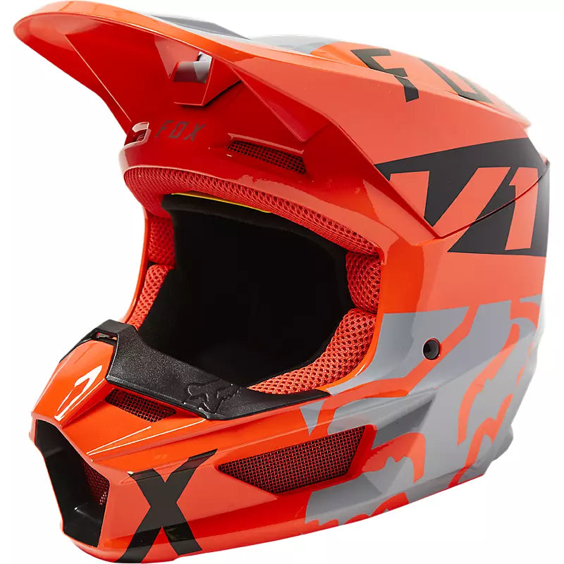FOX Casco Moto Niño V1 Skew Naranjo-Rideshop