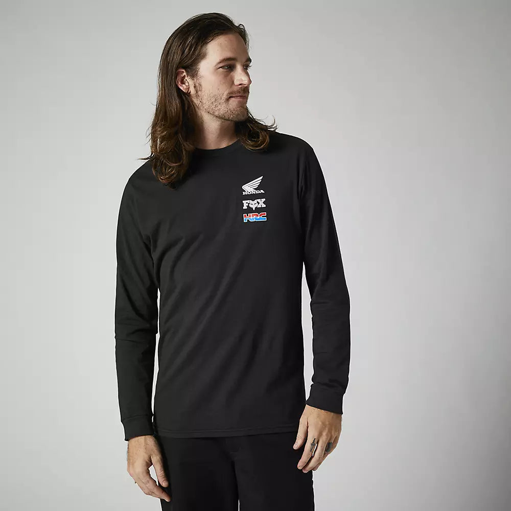 FOX Polera Lifestyle Honda Wing Premium Manga Larga Negro - Rideshop