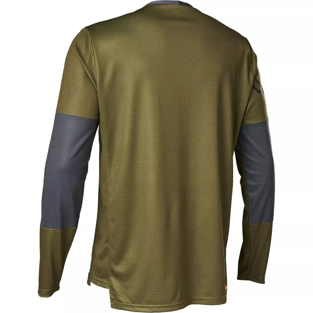 FOX Polera Bicicleta Defend Moth Manga Larga Verde - Rideshop
