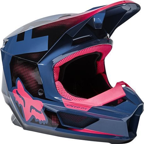 FOX Casco Moto Niño V1 Dier Ece Azul/Rosado - Rideshop