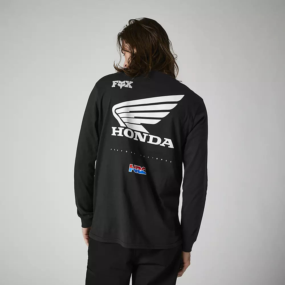 FOX Polera Lifestyle Honda Wing Premium Manga Larga Negro - Rideshop