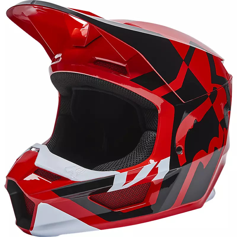 FOX Casco Moto Niño V1 Lux Rojo - Rideshop