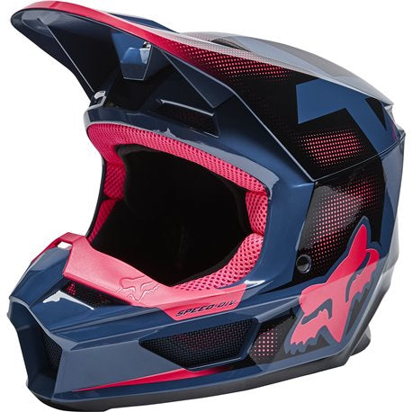 FOX Casco Moto Niño V1 Dier Ece Azul/Rosado - Rideshop