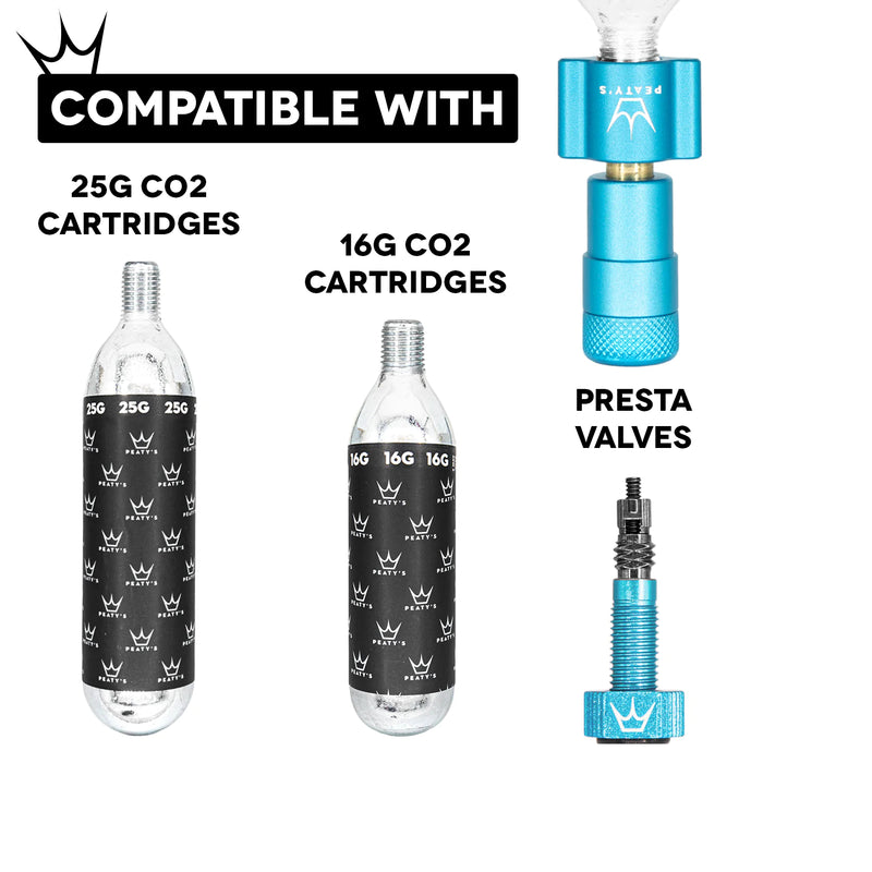 Peaty's Kit CO2 para Inflado Neumaticos 25G Plata - Rideshop