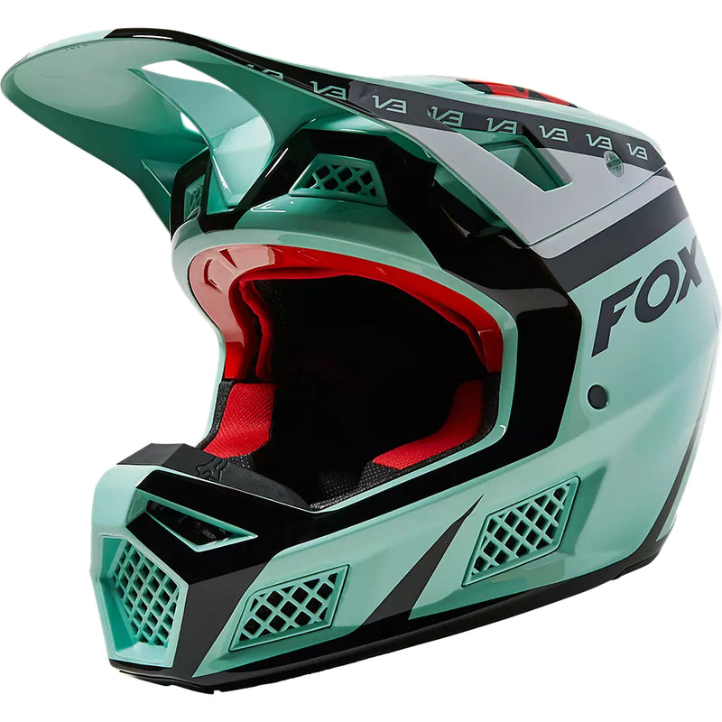 FOX Casco Moto V3 RS DVIDE Verde Agua - Rideshop