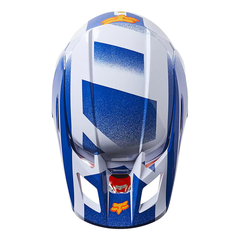 FOX Casco Moto V2 RKANE Naranjo/Azul/Blanco - Rideshop