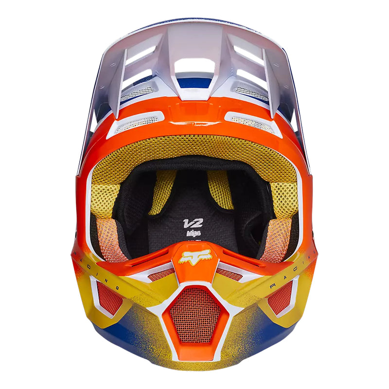 FOX Casco Moto V2 RKANE Naranjo/Azul/Blanco - Rideshop