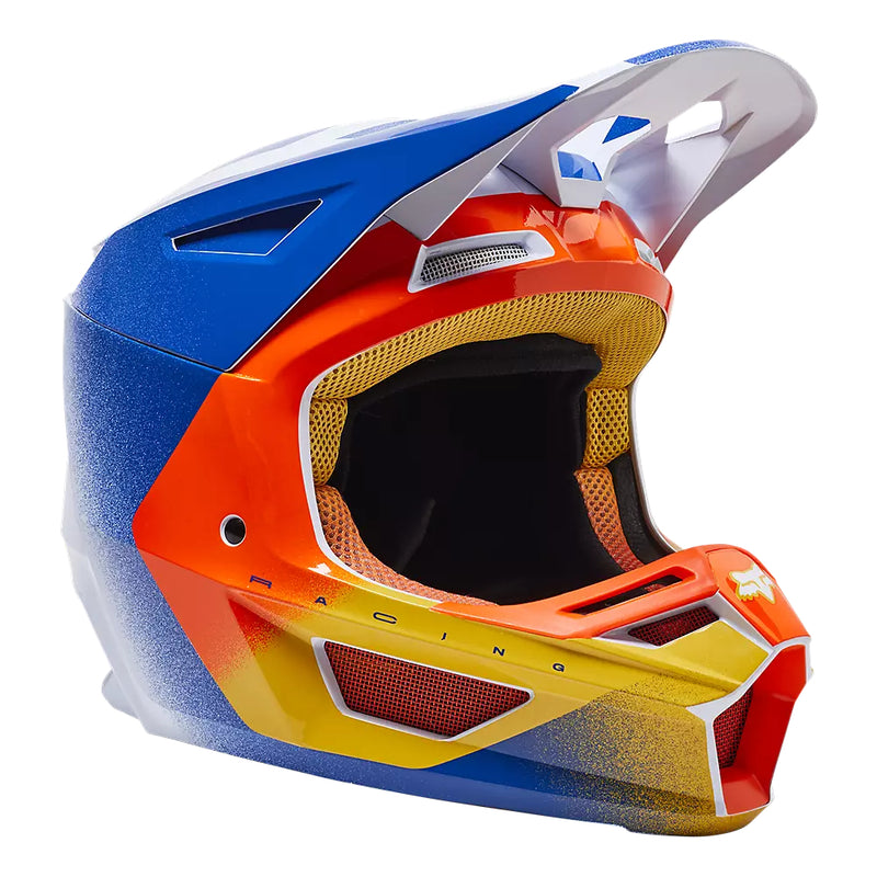 FOX Casco Moto V2 RKANE Naranjo/Azul/Blanco - Rideshop