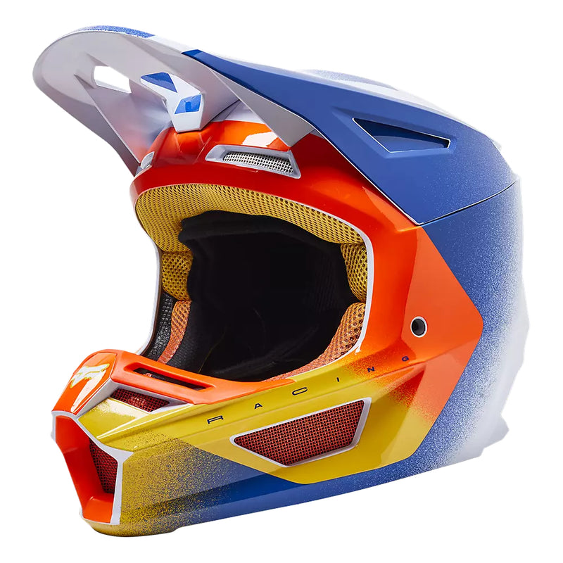 FOX Casco Moto V2 RKANE Naranjo/Azul/Blanco - Rideshop