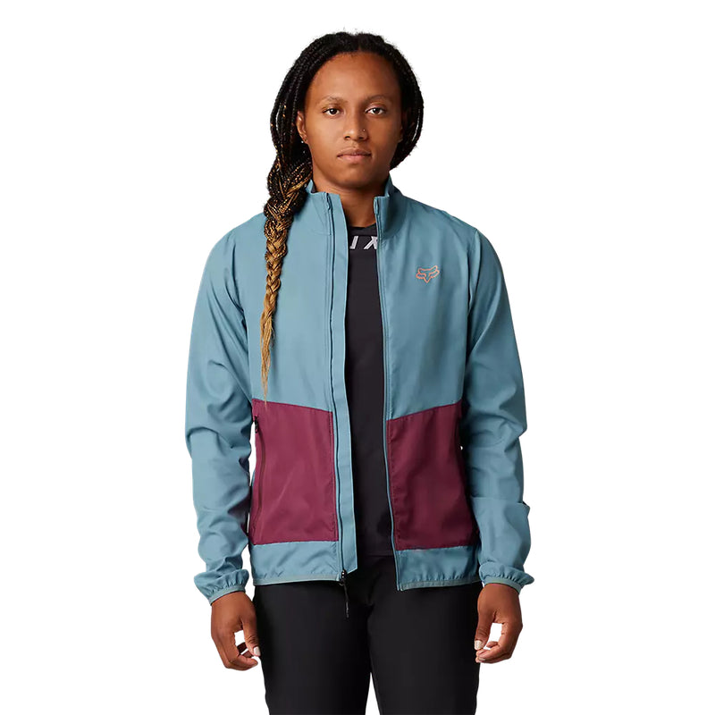 FOX Chaqueta Cortavientos Bicicleta Mujer Ranger Celeste/Morado - Rideshop