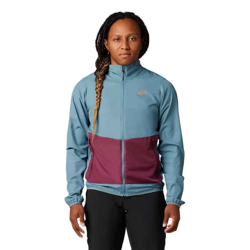 FOX Chaqueta Cortavientos Bicicleta Mujer Ranger Celeste/Morado - Rideshop