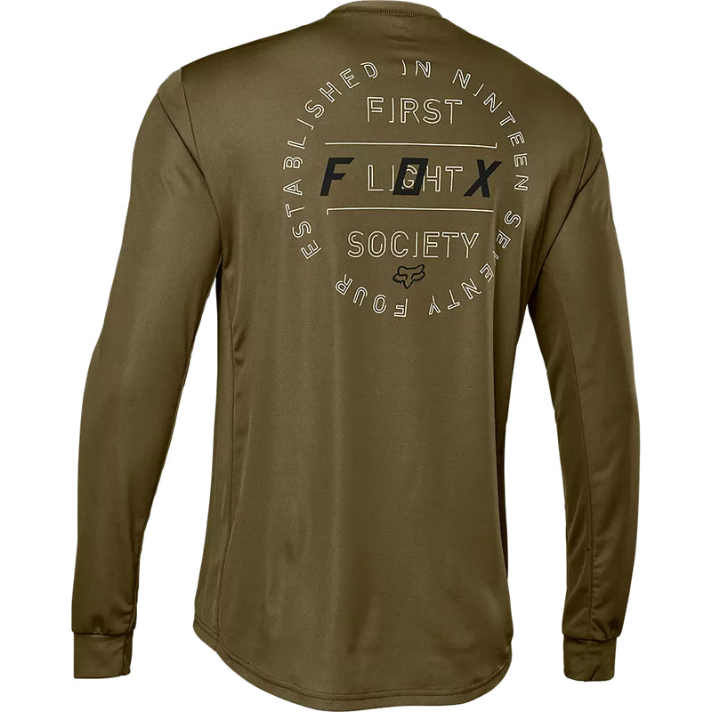 FOX Polera Bicicleta Ranger Font Manga Larga Verde - Rideshop