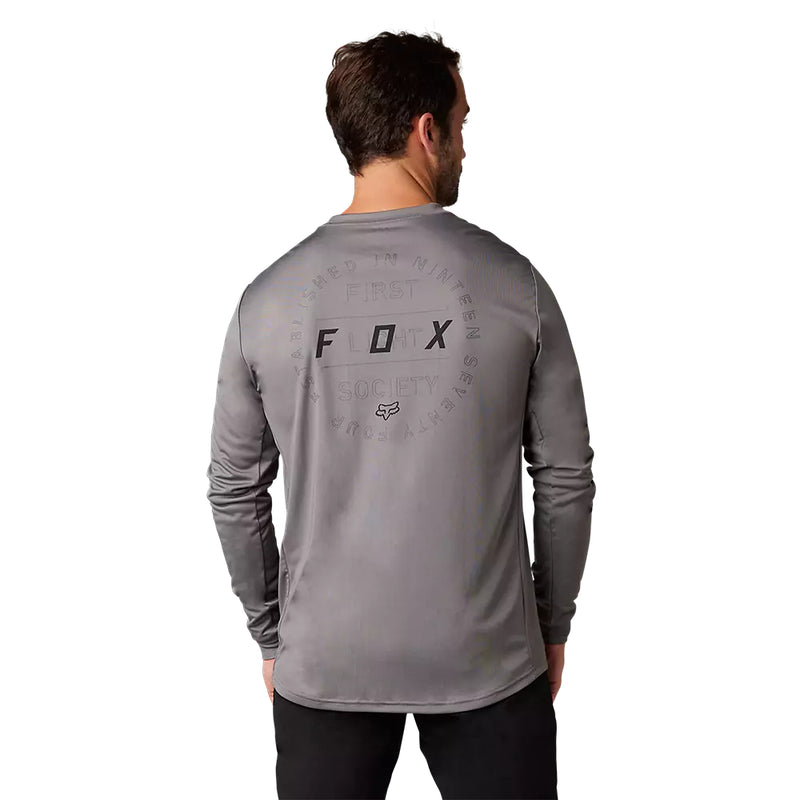 FOX Polera Bicicleta Ranger Font Manga Larga Gris - Rideshop