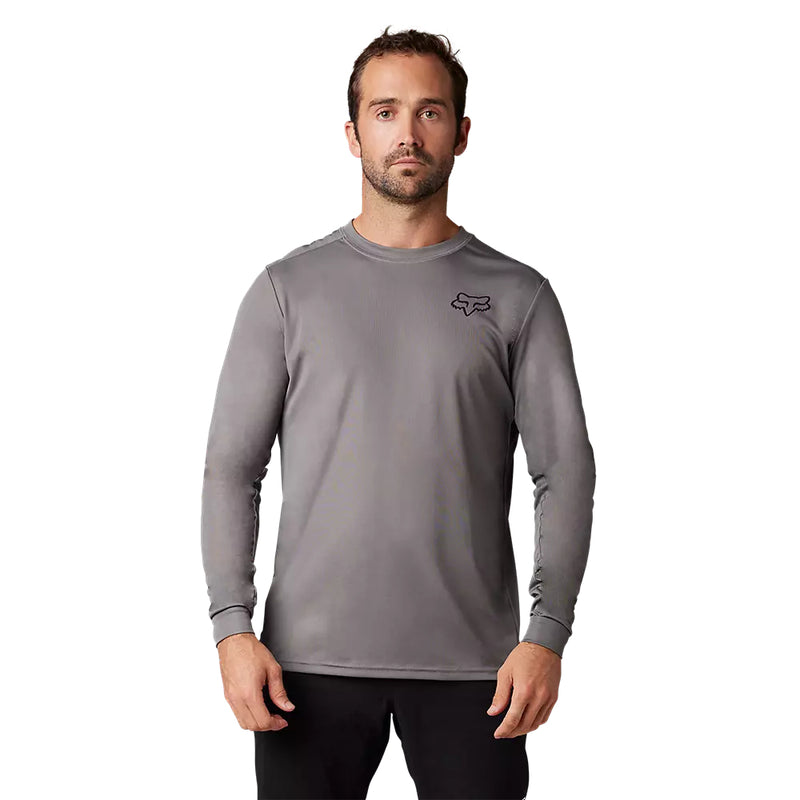 FOX Polera Bicicleta Ranger Font Manga Larga Gris - Rideshop