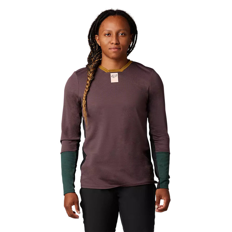 FOX Polera Bicicleta Mujer Defend Manga Larga Morado/Verde - Rideshop