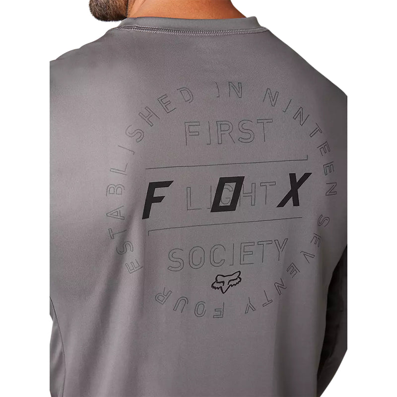 FOX Polera Bicicleta Ranger Font Manga Larga Gris - Rideshop