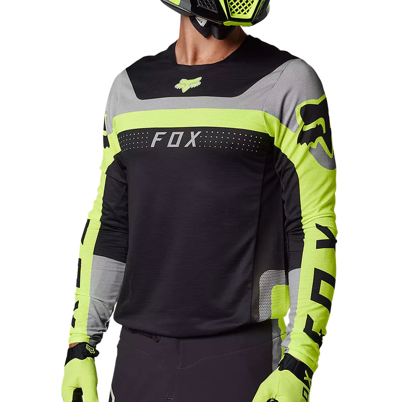 FOX Polera Moto Flexair Efekt Negro/Amarillo/Gris - Rideshop