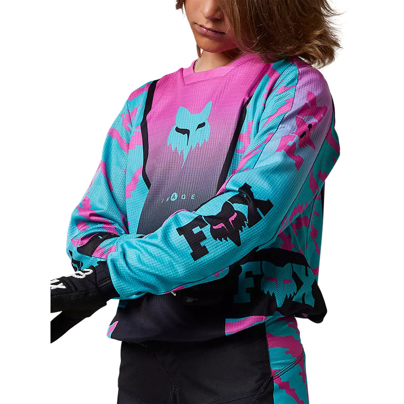 FOX Polera Moto Niño 180 Nukrl Celeste/Rosado - Rideshop