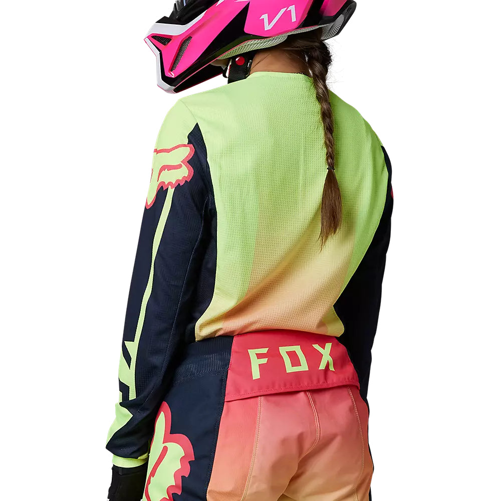 FOX Polera Moto Mujer 180 Leed Rosado/Amarillo - Rideshop