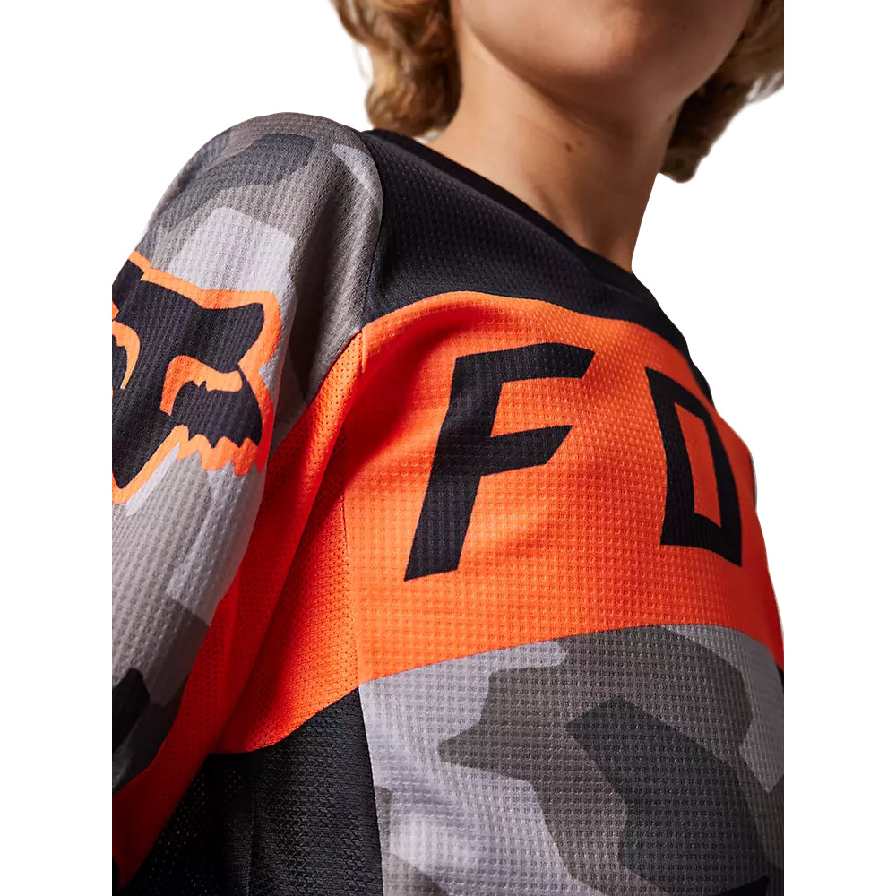 FOX Polera Moto Niño 180 BKNR Camo Gris/Naranjo - Rideshop