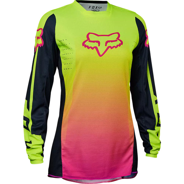 FOX Polera Moto Mujer 180 Leed Rosado/Amarillo - Rideshop