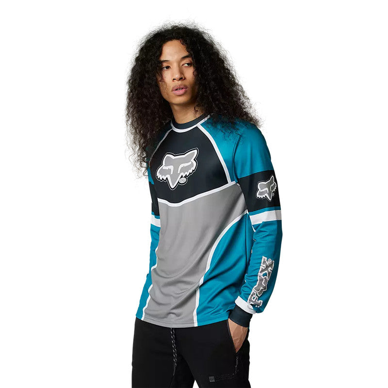 FOX Polera Lifestyle Manga Larga Bayl Celeste/Gris - Rideshop