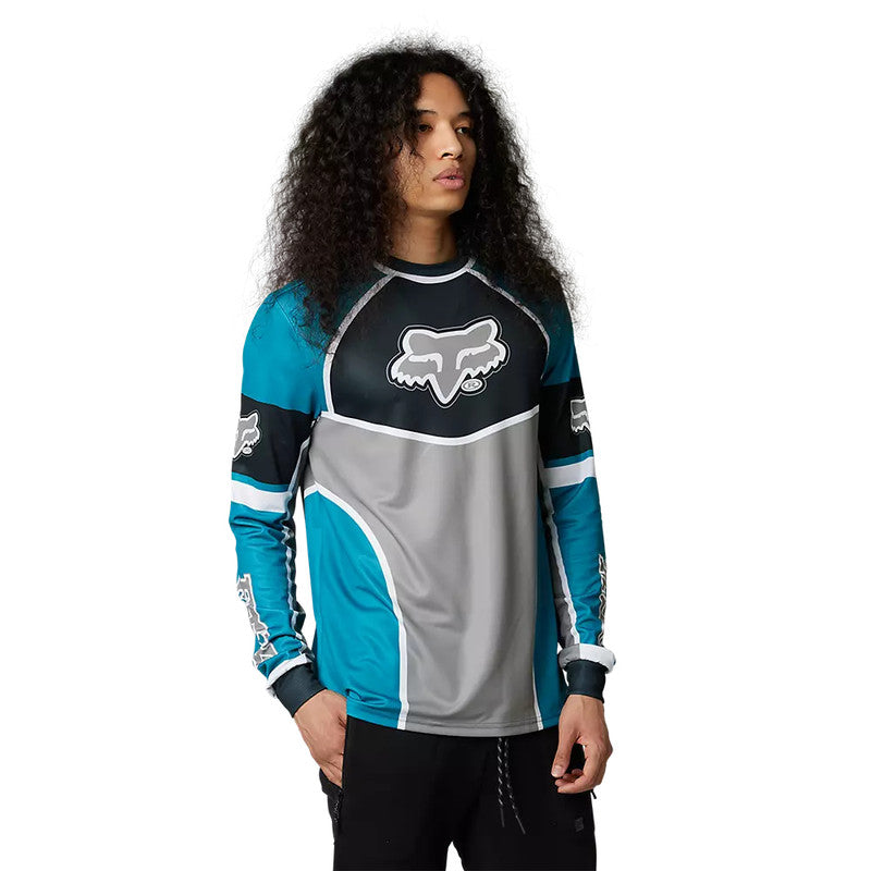 FOX Polera Lifestyle Manga Larga Bayl Celeste/Gris - Rideshop