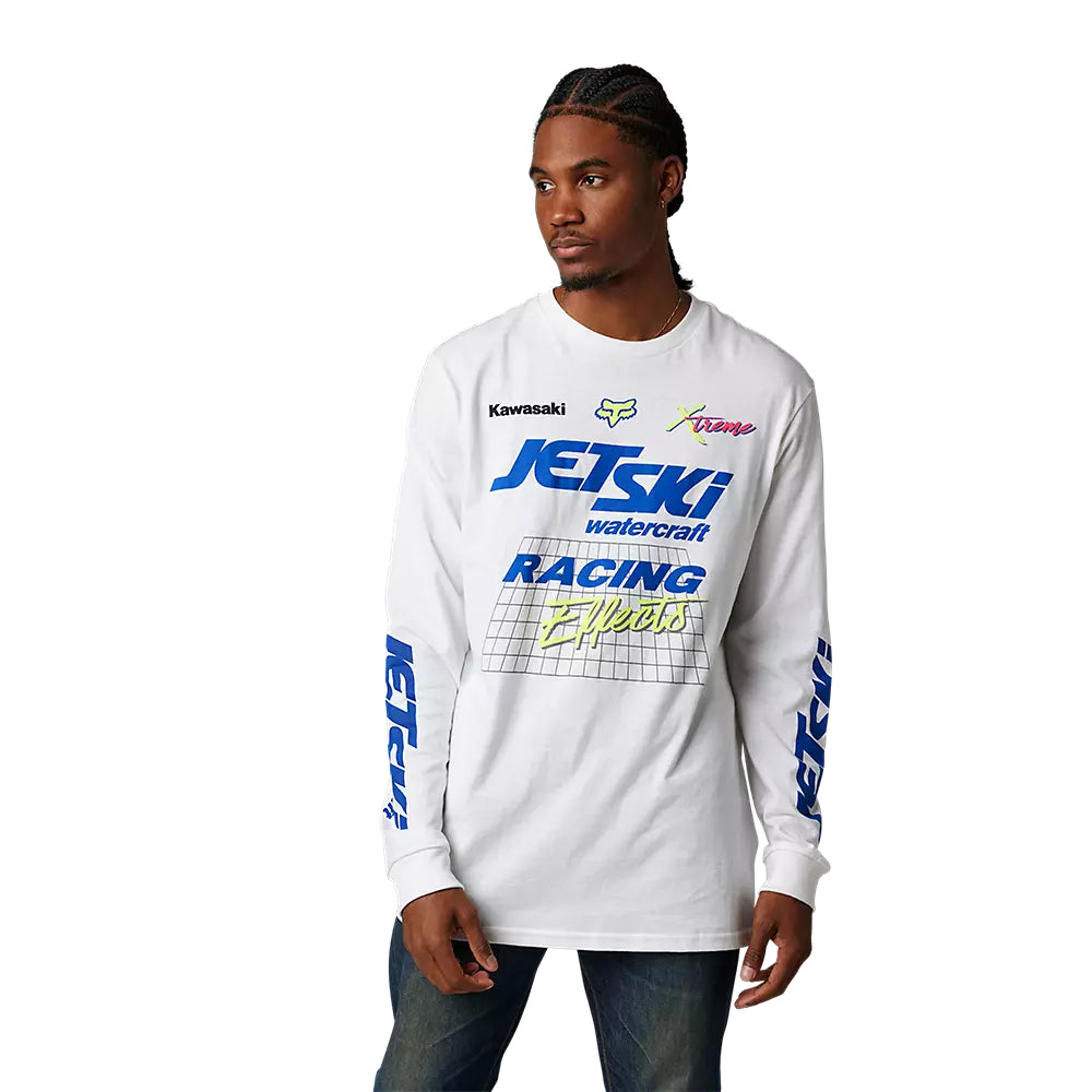 FOX Polera Lifestyle Manga Larga Kawasaki Wet 'N' Wild Blanco - Rideshop
