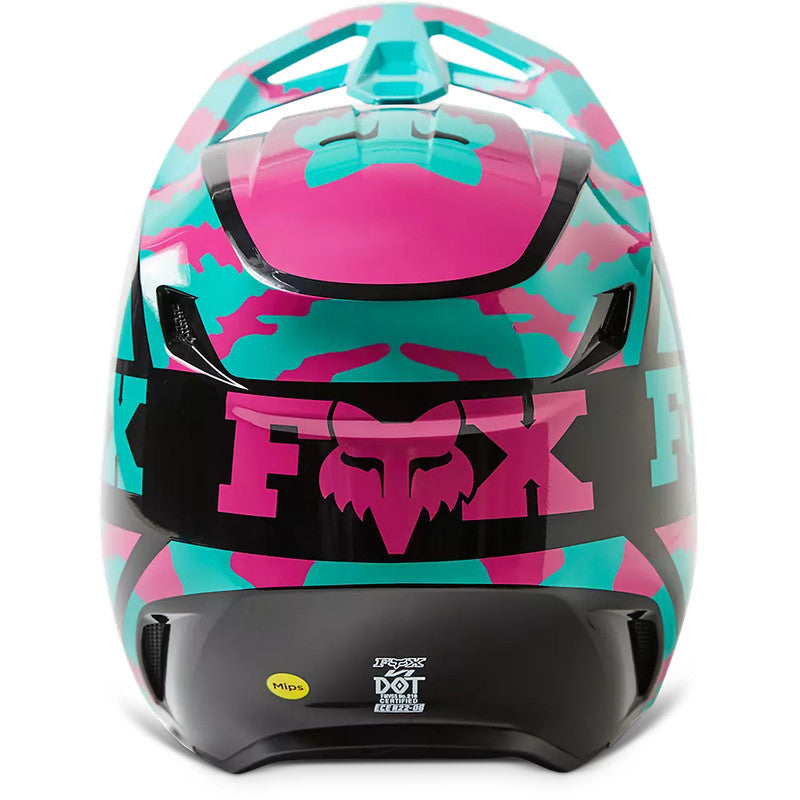 Casco Moto Niño V1 Nuklr Celeste/Rosado Fox