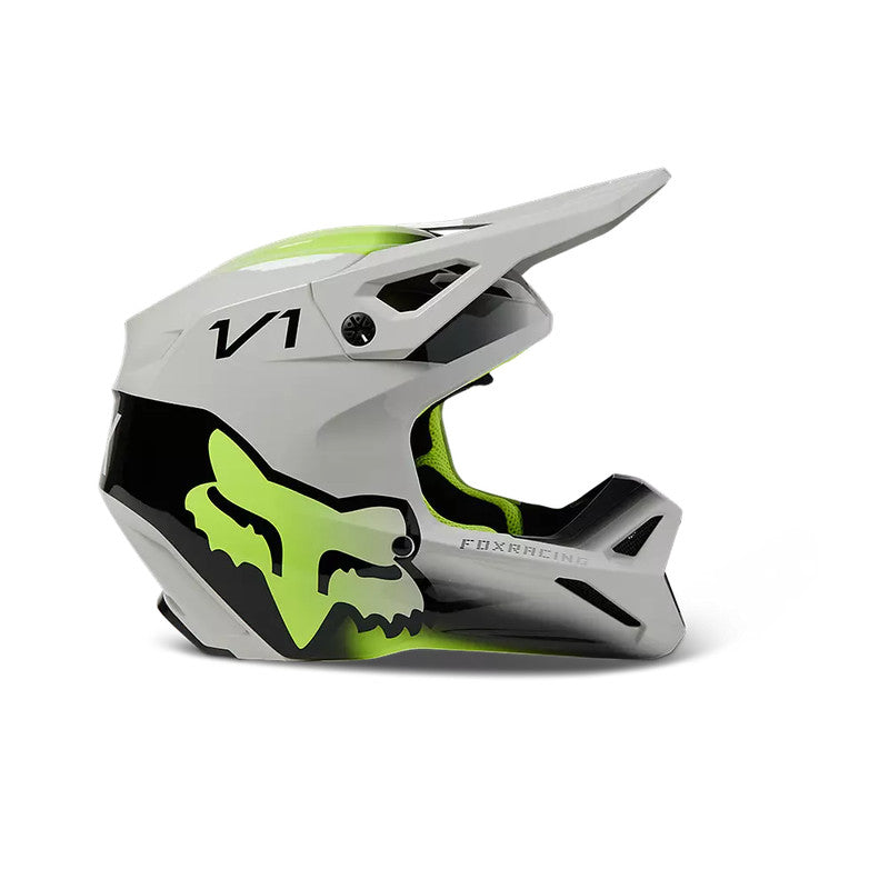 FOX Casco Moto Niño V1 Toxsyk Gris/Amarillo - Rideshop