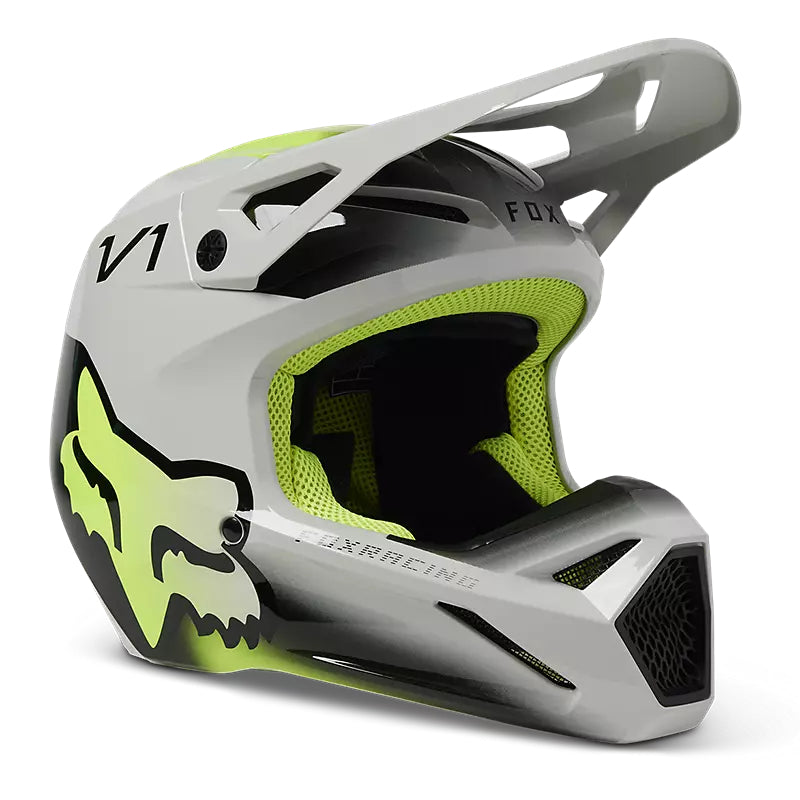 FOX Casco Moto Niño V1 Toxsyk Gris/Amarillo - Rideshop