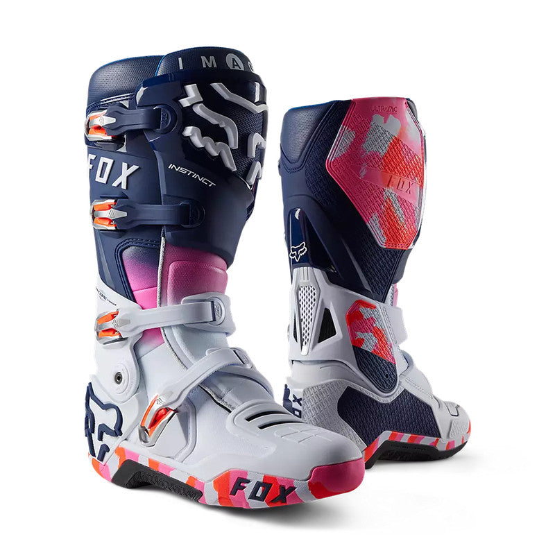 FOX Botas Moto Instinct Ryvr Edicion Limitada Blanco/Azul/Rosado - Rideshop