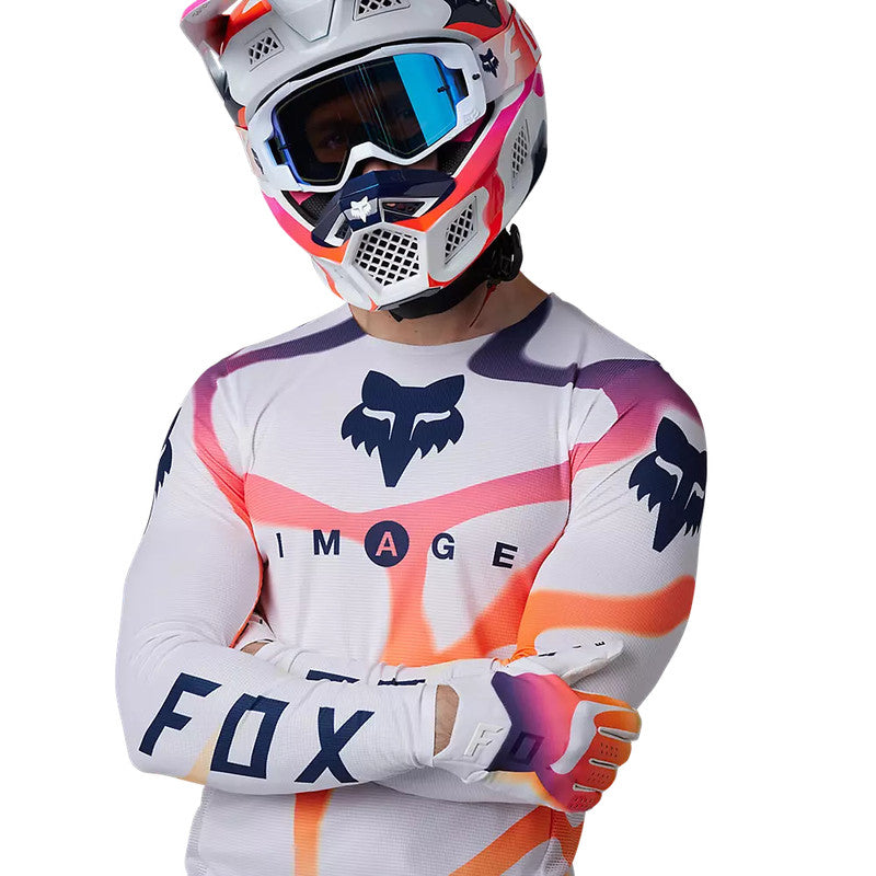 FOX Polera Moto Flexair Ryvr Edicion Limitada Blanco/Azul/Rosado - Rideshop