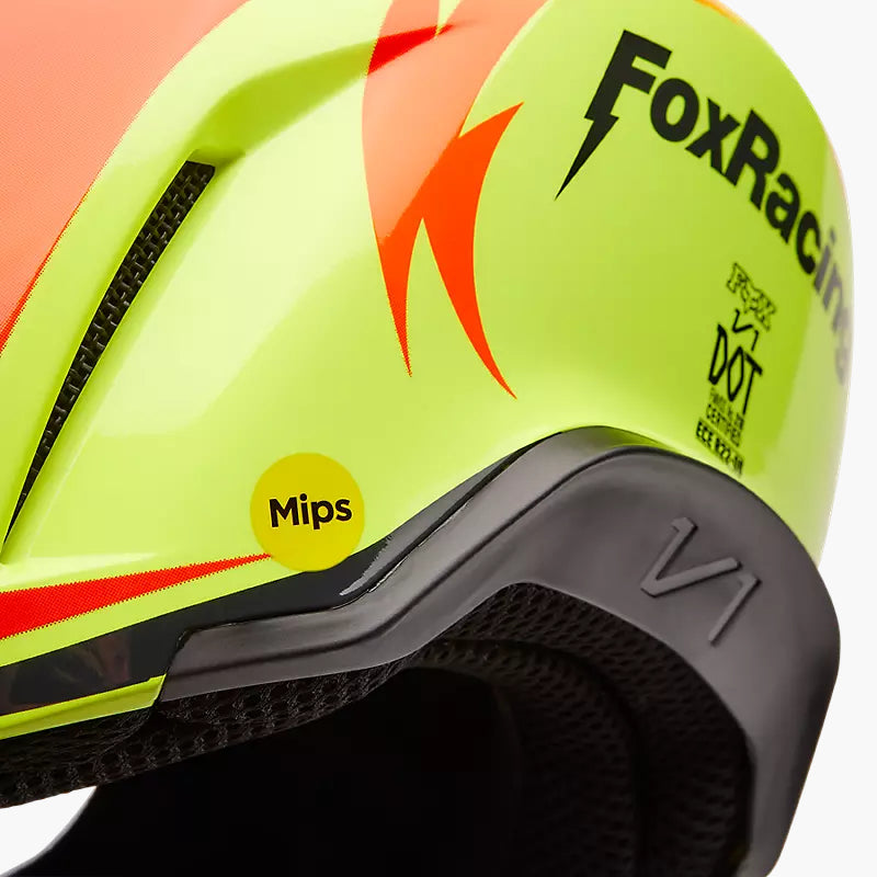 FOX Casco Moto V1 Statk Amarillo/Rojo - Rideshop