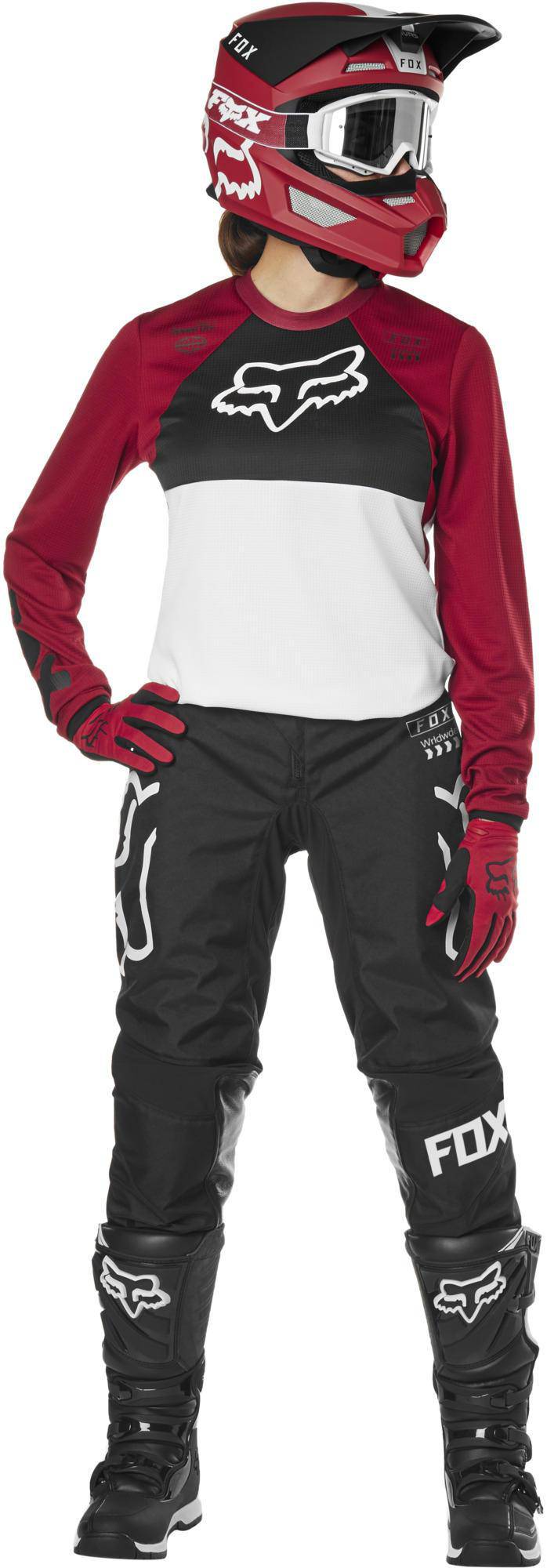 Pantalon Moto Mujer 180 Mata Negro Blanco Fox Racing. - Rideshop