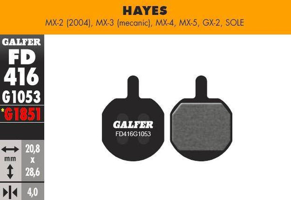 Pastillas De Freno Hayes MX-2, 3, 4, 5, GX-2, Sole Galfer-Rideshop