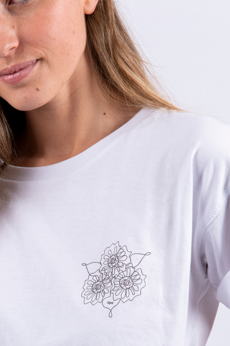 Toke Polera Blanca Flor Mujer - Rideshop