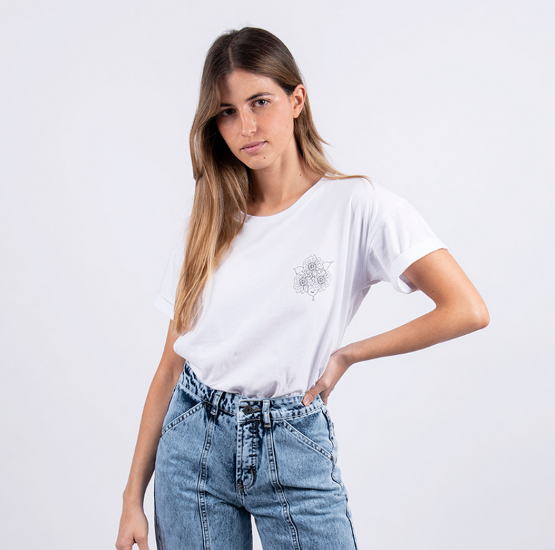 Toke Polera Blanca Flor Mujer - Rideshop