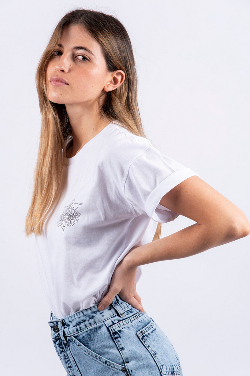 Toke Polera Blanca Flor Mujer - Rideshop