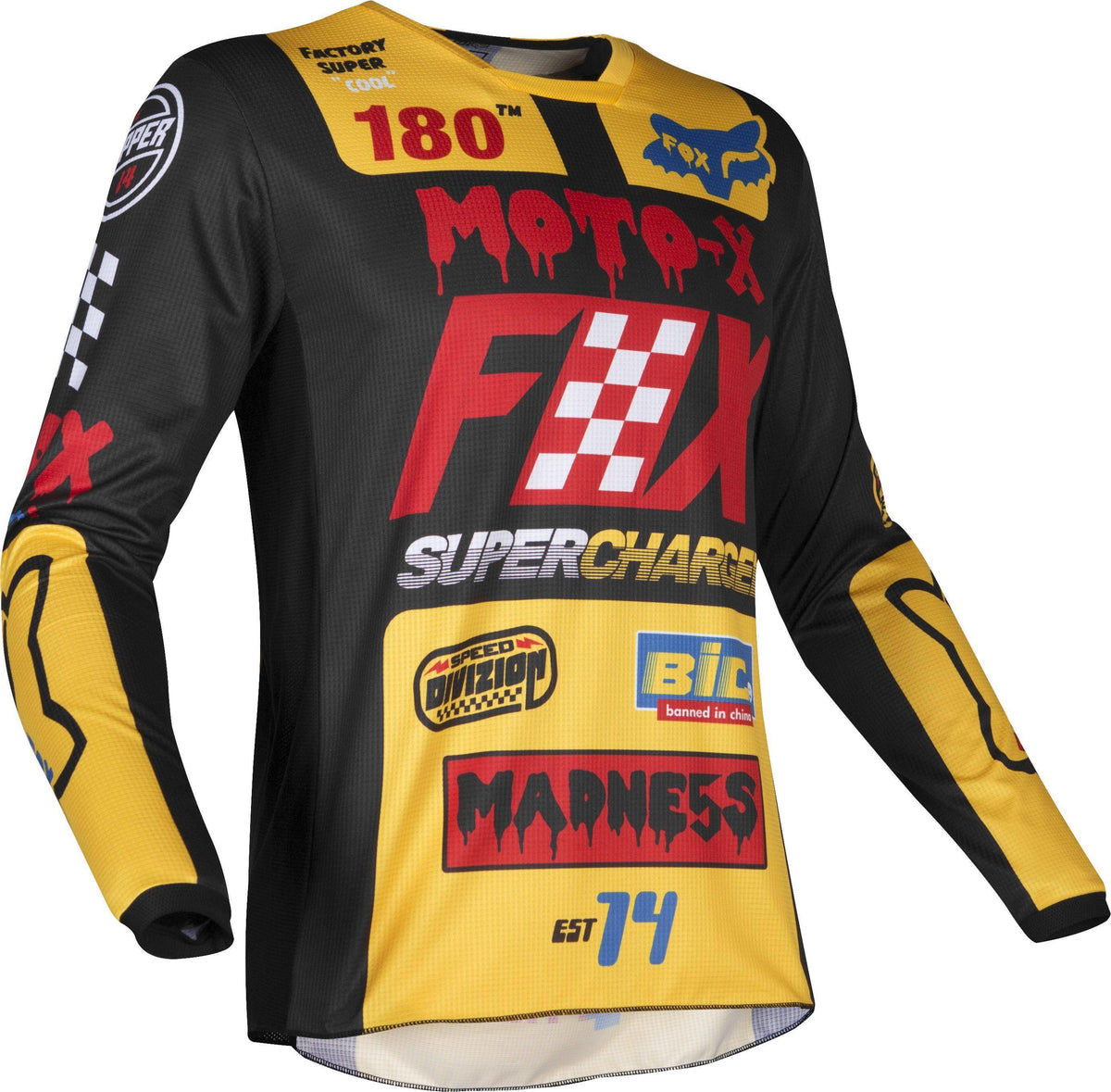 Polera Moto Infantil 180 Czar Negro Amarillo Fox Racing. - Rideshop