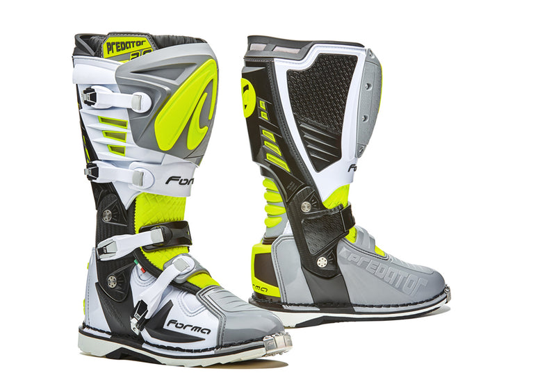 Bota de Moto Predator 2.0 Grey/White/Yellow Fluo Forma - Rideshop